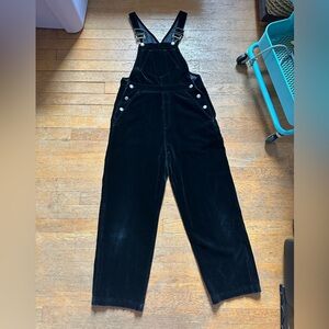 Vintage Y2K Gap black velvet overalls XS